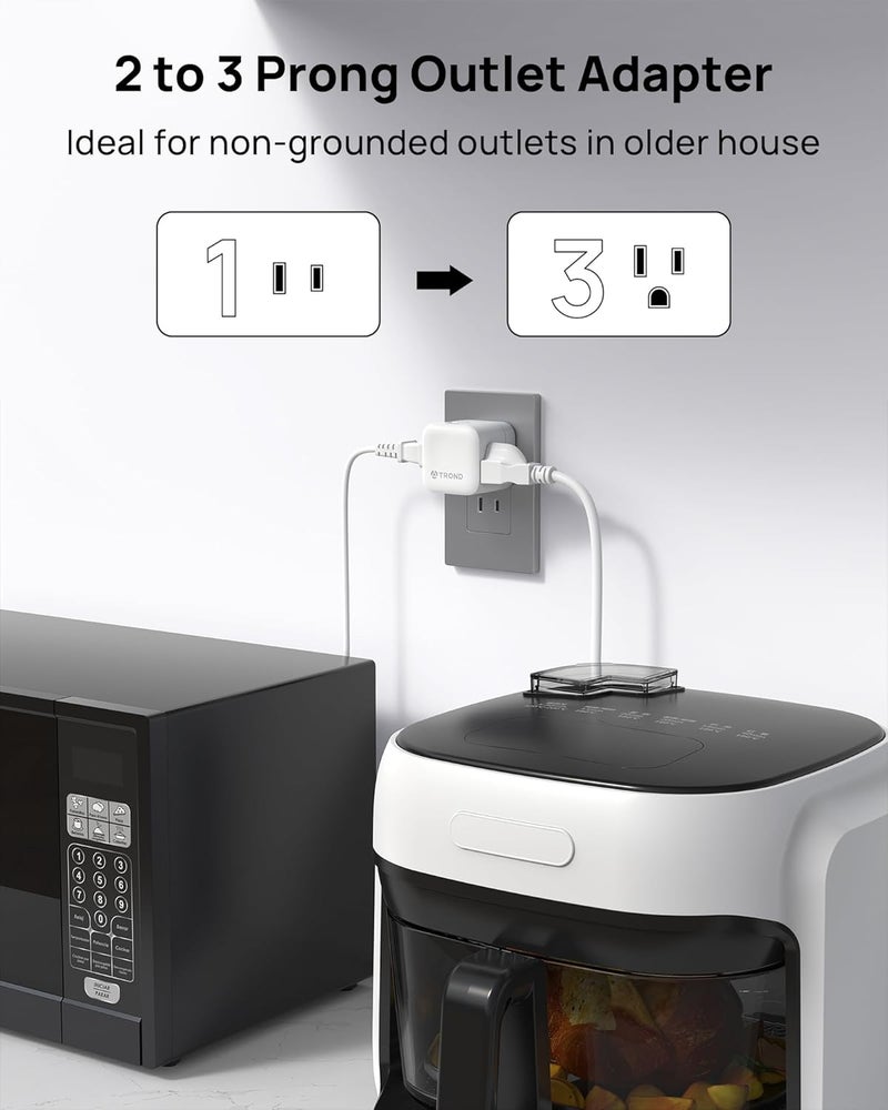 TROND 2 to 3 Prong Outlet Splitter 2 Pack, 3 Way Plug Extender with 360 Rotating Plug, US to Japan Power Adapter for Travel, 3 Prong Adapter for Non-grounded Outlet in Old House - Image 2